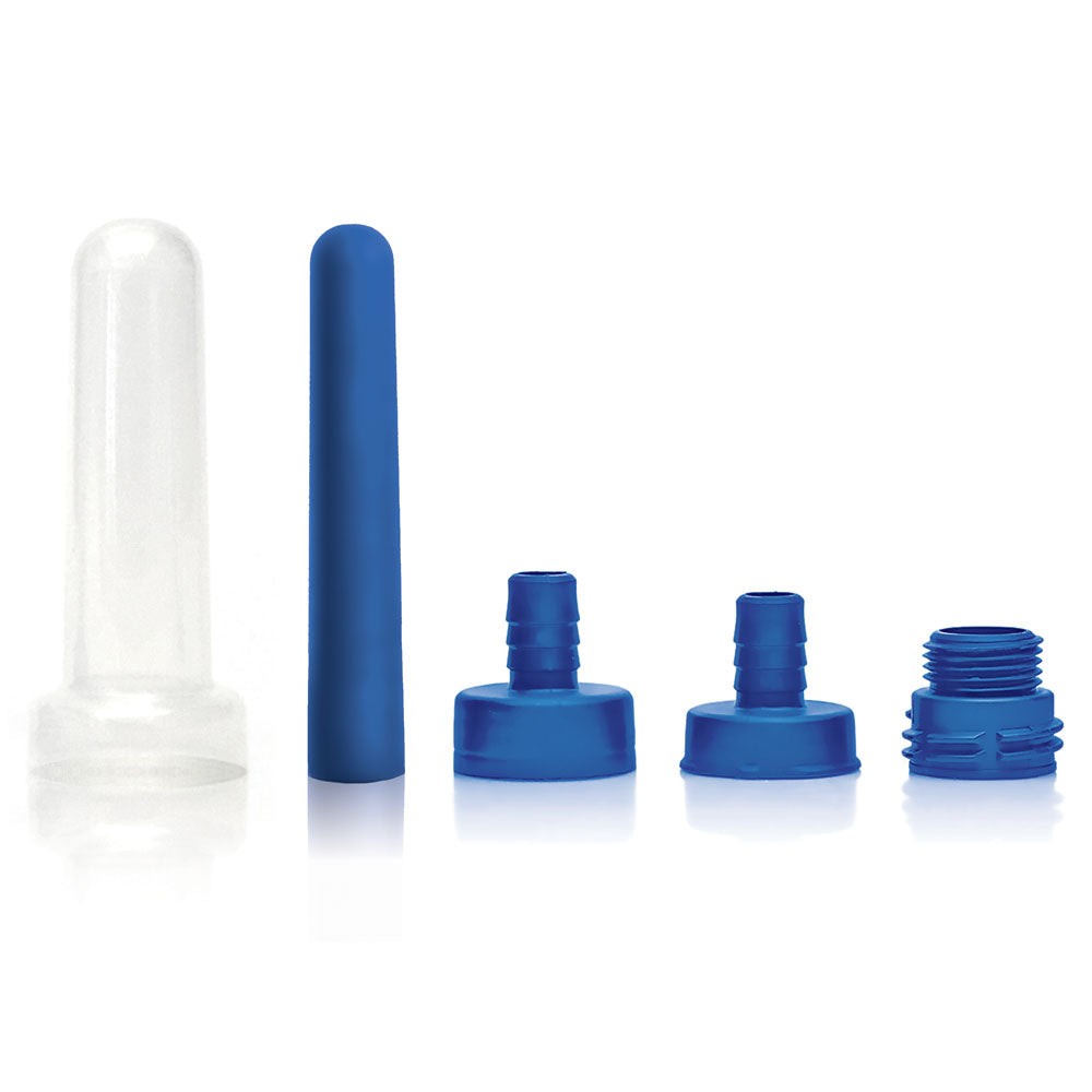 Skwert 5 Piece Water Bottle Douche Kit - 5 Piece Water Bottle Douche Adapter Kit with silicone nozzle and threaded adapters.