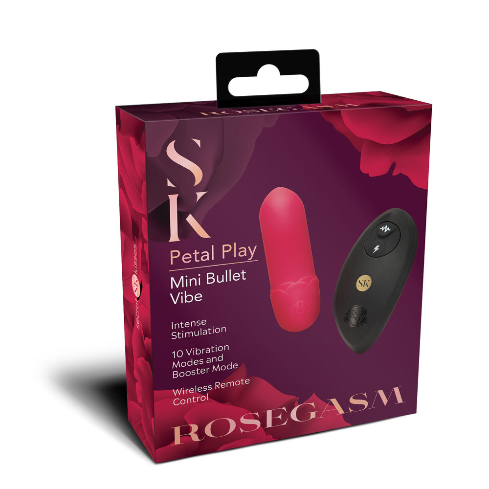 Secret Kisses ROSEGASM Petal Play Mini Bullet Vibe -  7.5 cm USB Rechargeable Bullet with Wireless Remote