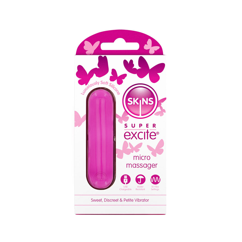 Skins Super Excite Rechargeable Bullet - USB Rechargeable Bullet packaging with a cute butterfly design.