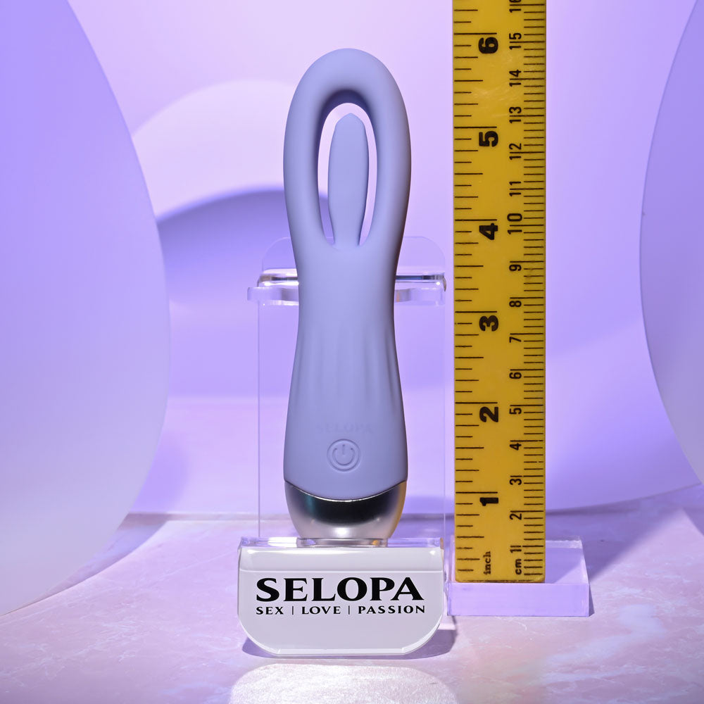 Selopa IN A FLAP -  15 cm USB Rechargeable Flicking Stimulator displayed with a ruler for size reference.