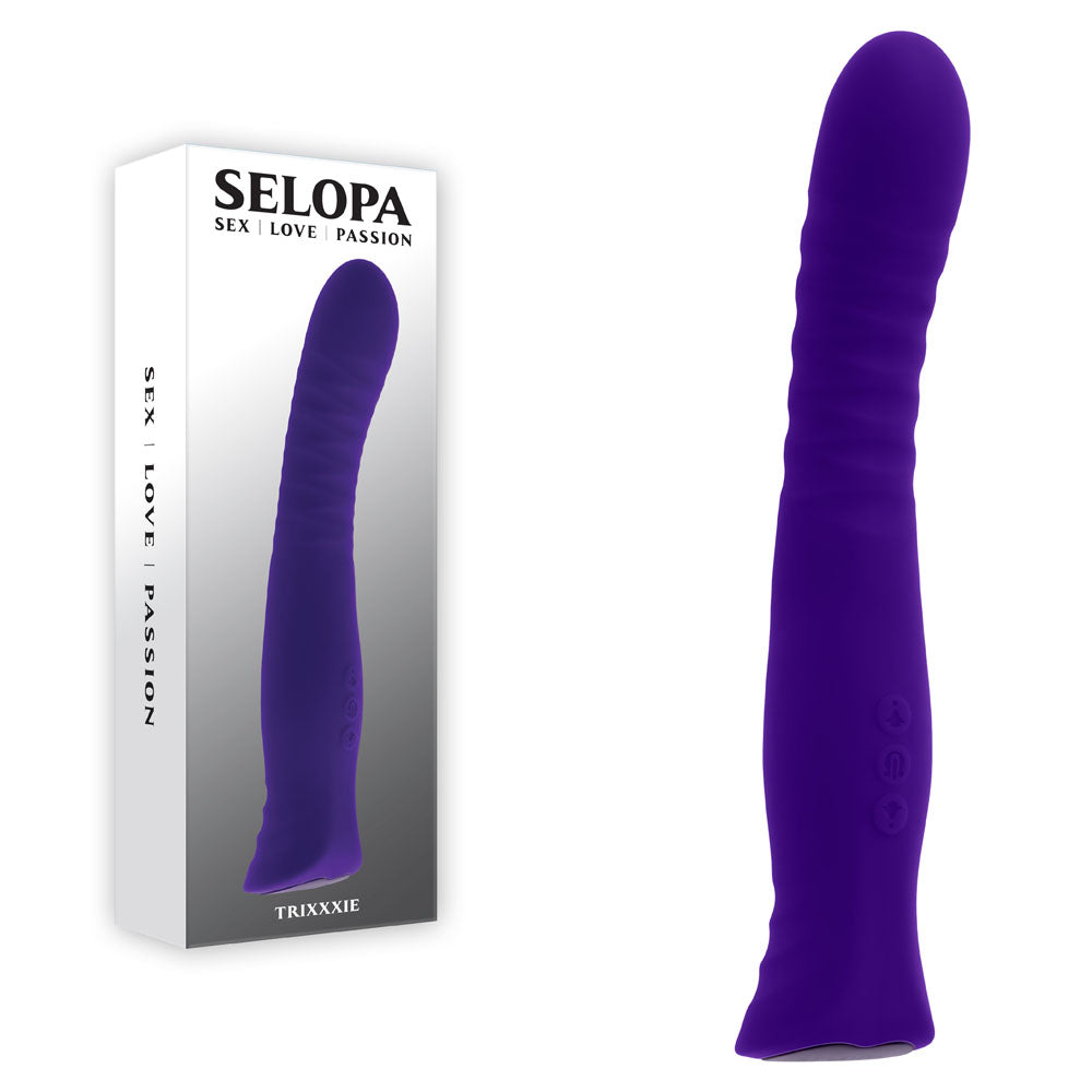 Selopa TRIXXXIE - 22.2 cm USB Rechargeable Vibrator in purple, designed for intimate essentials.