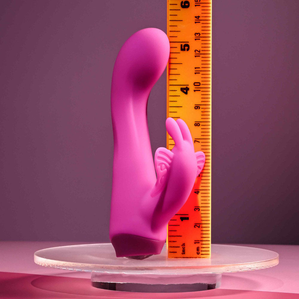 Selopa BUTTERFLY LOVE -  13.8 cm USB Rechargeable Butterfly Vibrator displayed with a ruler for size reference.