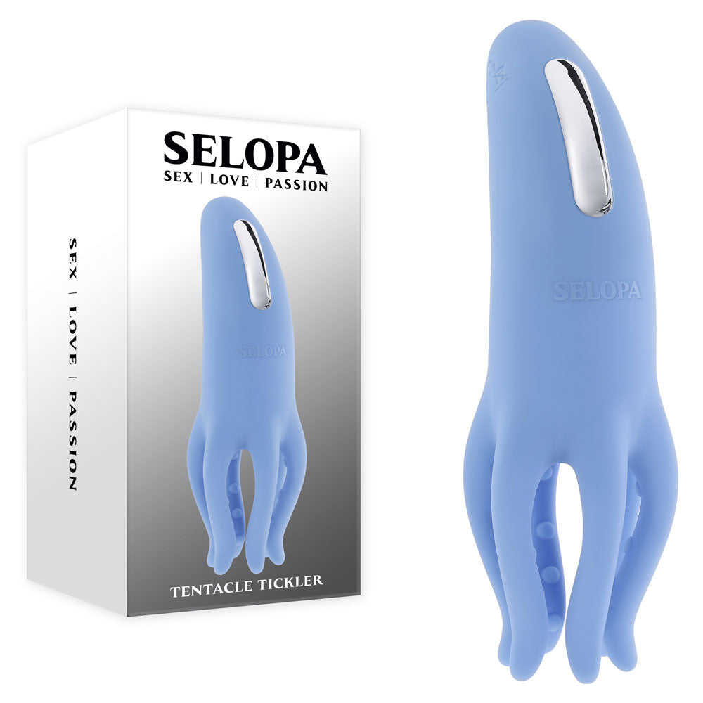 Selopa TENTACLE TICKLER - USB Rechargeable Vibrating Stimulator with six floppy tentacles and ergonomic handle.
