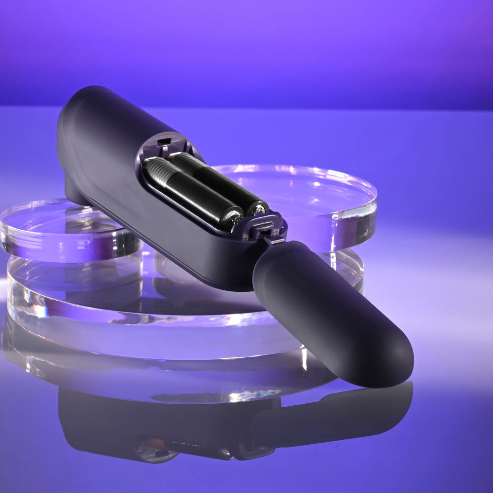 Selopa SURE THING -  Vibrating & Sucking Stimulator on a clear display, showcasing powerful design and battery slot.