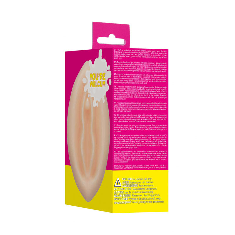S-Line Pussy Soap -  Novelty Soap packaging with detailed product information and a unique design.