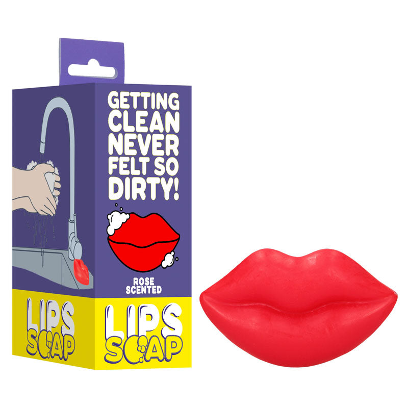 S-LINE Kiss Soap - Rose Scented Novelty Soap in a lip shape with fun packaging for a delightful shower experience.