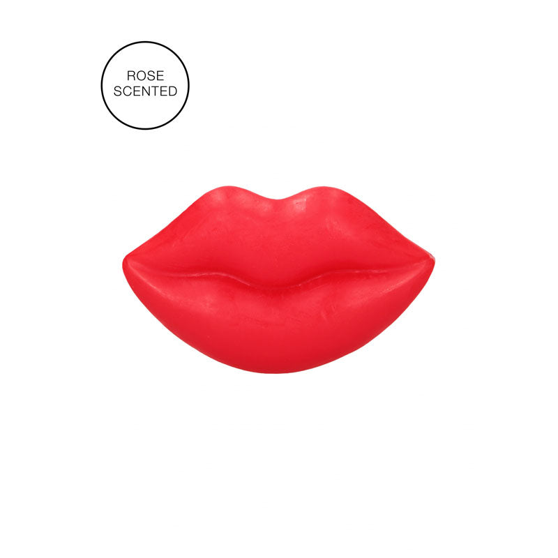 S-LINE Kiss Soap - Rose Scented Novelty Soap in a vibrant red lip shape, perfect for fun and fragrant showers.