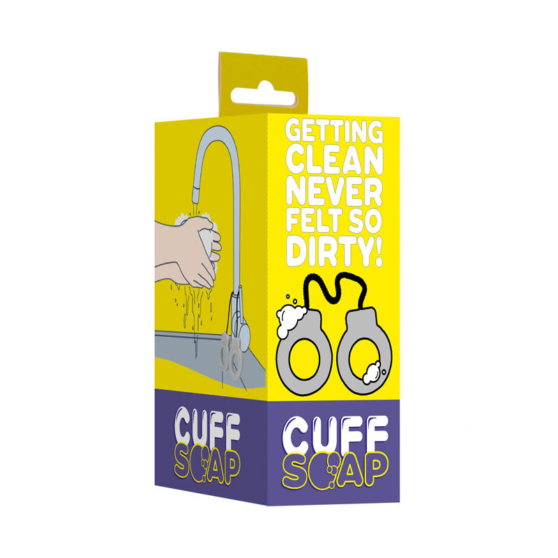 S-LINE Cuff Soap - Novelty Soap packaging design with playful text about getting clean.