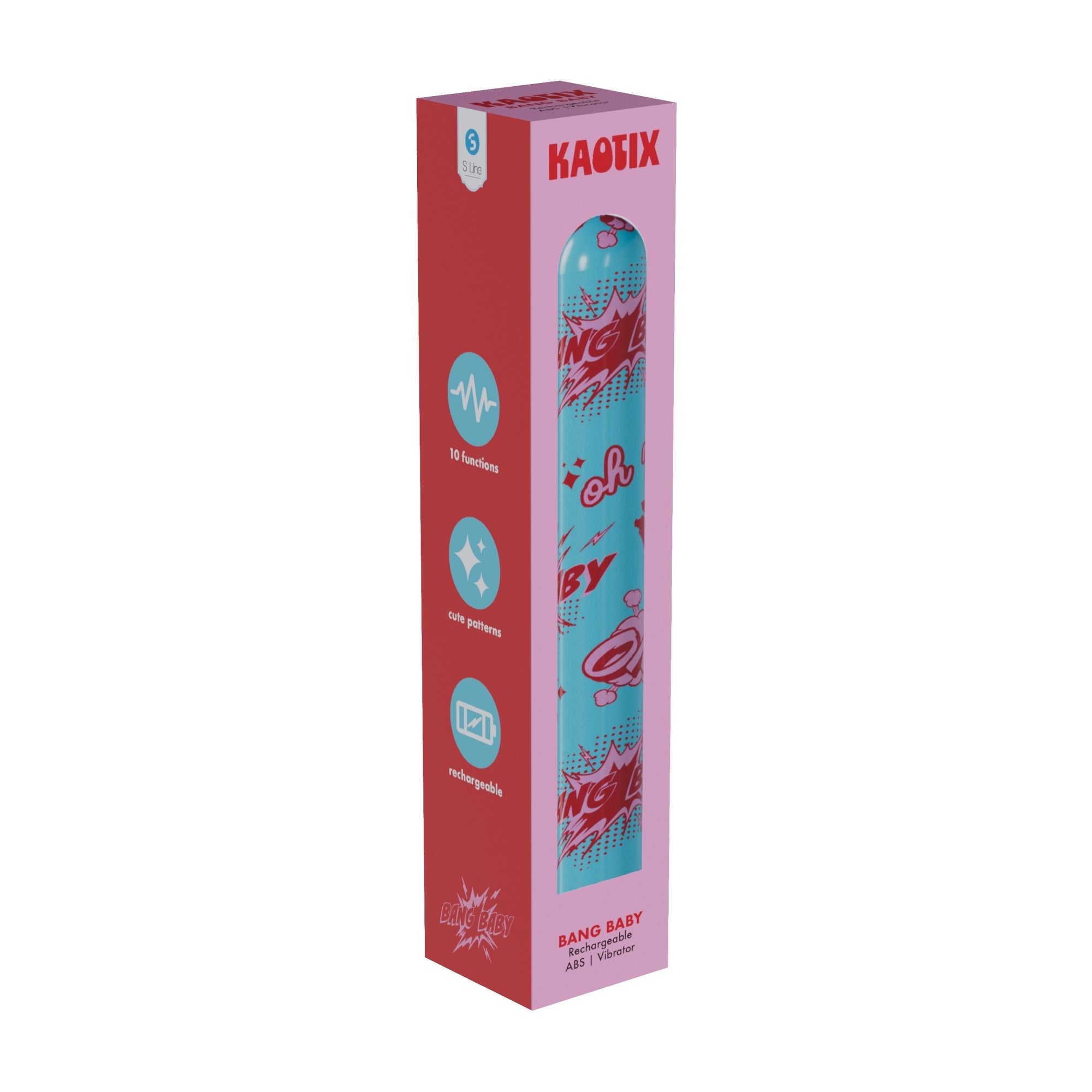 S-LINE Kaotix Display Box - USB Rechargeable Vibrators - Counter Display of 4 x 5 each with bold graphics.