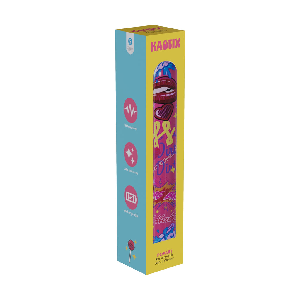 S-LINE Kaotix Display Box - USB Rechargeable Vibrators - Counter Display of 4 x 5 each showing bold patterns.