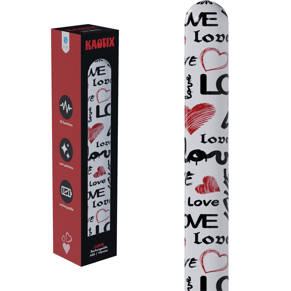 S-LINE Kaotix Love -  17.8 cm USB Rechargeable Vibrator in stylish packaging with hearts and love prints.