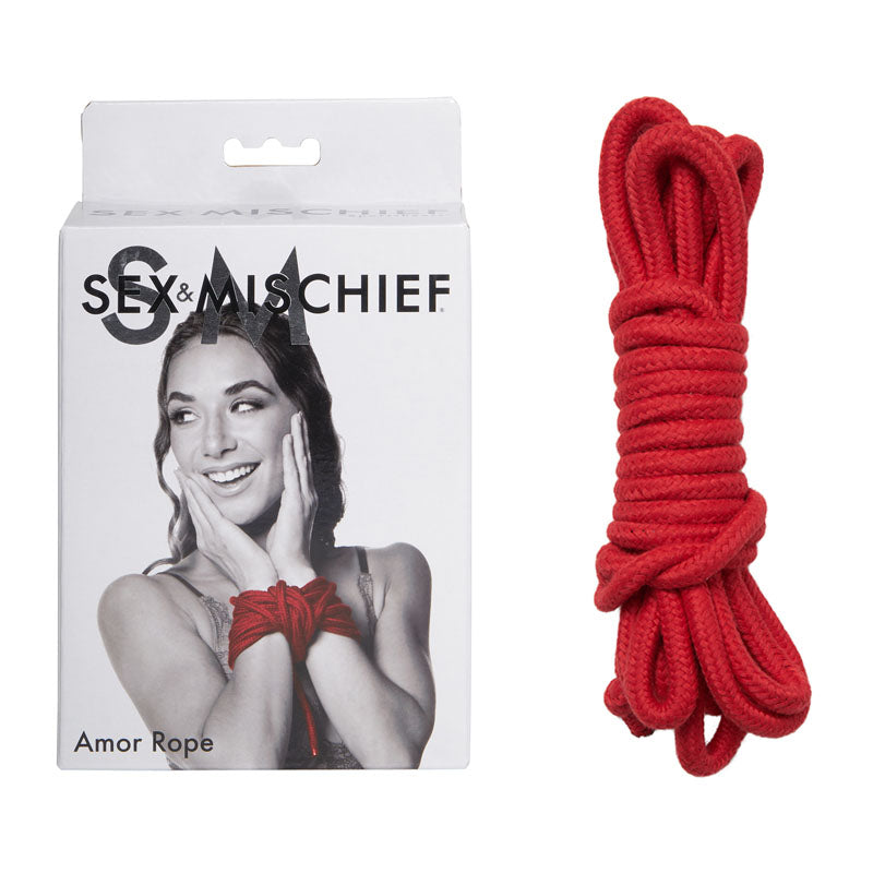 Sex & Mischief Amor Rope - 2  Bondage Ropes - 4.5 m Lengths with packaging and red rope for intimate play.