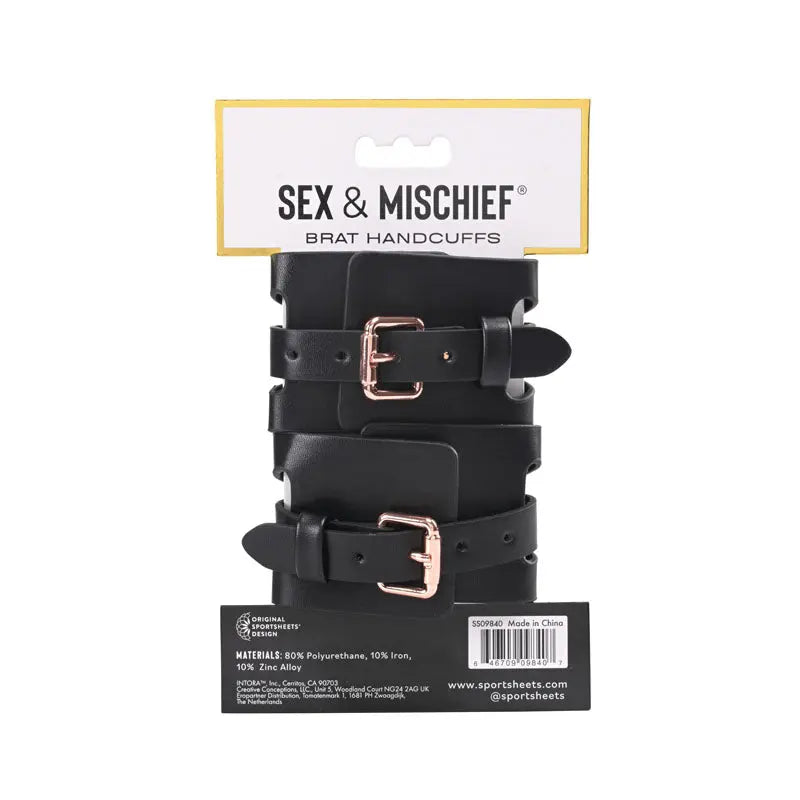 Sex & Mischief Brat Handcuffs - /Rose Gold Restraints Sportsheets Discreet Intimate Essentials.