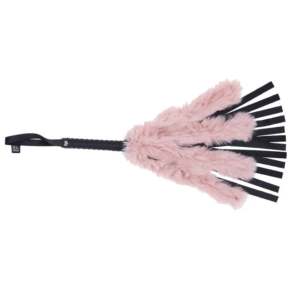 Sex & Mischief Brat Faux Fur Flogger -  50 cm Whip with Pink Faux Feather Sportsheets Discreet Intimate Essentials.