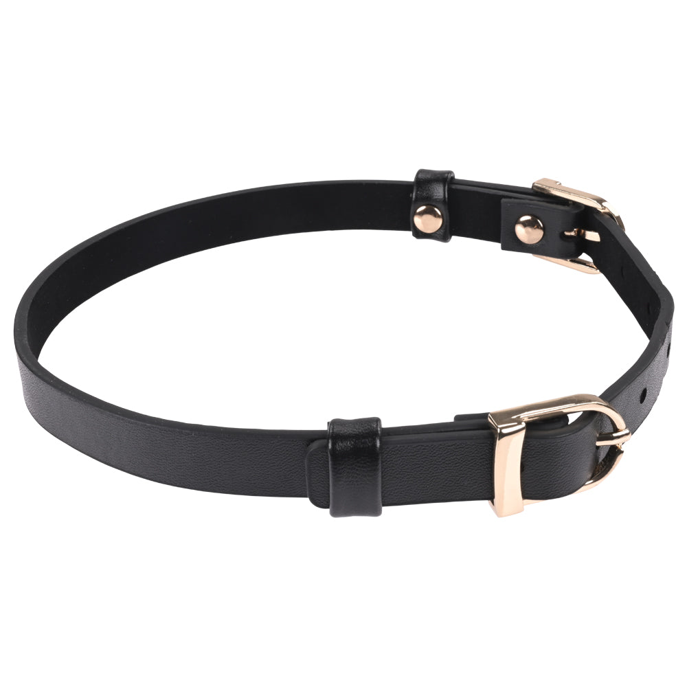 Sex & Mischief Double Buckle Day Collar - Collar with adjustable buckles and soft faux leather design.