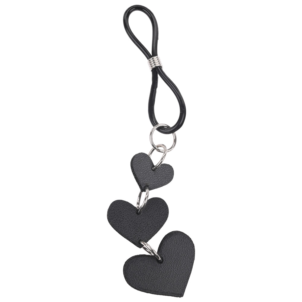 Sex & Mischief Heart Nipple Ties -  Nipple Restraints - Set of 2, black faux leather heart design for sensual adventures.