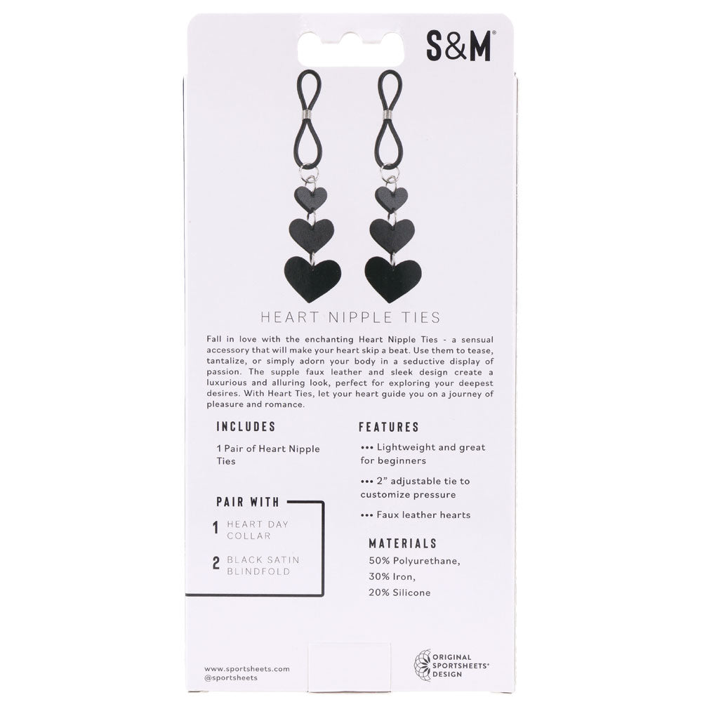 Sex & Mischief Heart Nipple Ties -  Nipple Restraints - Set of 2 featuring heart design and adjustable straps for intimate play.