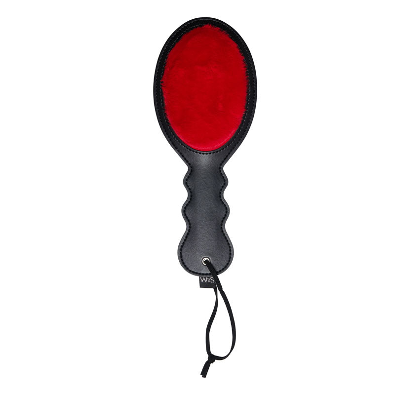 Sex & Mischief Amor Paddle - /Black Spanking Paddle for intimate essentials, featuring a soft side and sturdy grip.