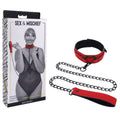 Sex & Mischief Amor Collar and Leash - Restraint with red vegan leather and chain, perfect for intimate essentials.