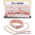Sex & Mischief ปลอกคอและสายจูงขนเฟอร์ Peaches n CreaMe - ที่รัดข้อมือสีพีช