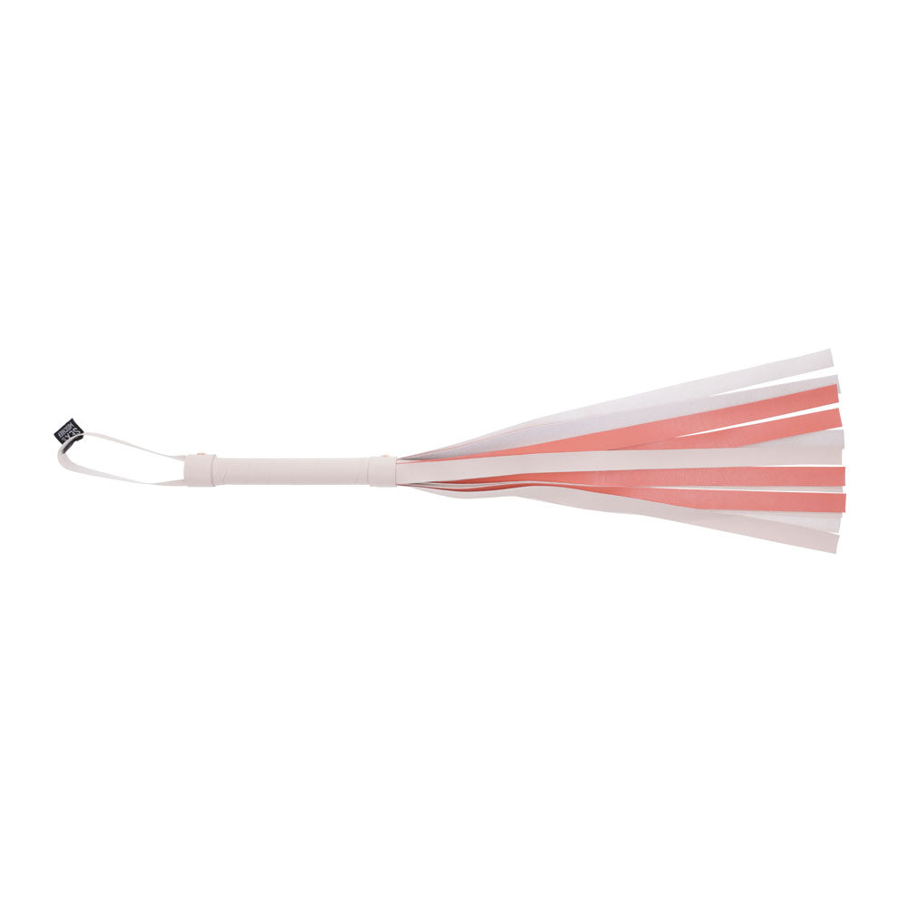 Sex & Mischief Peaches n CreaMe Stripe Flogger - Peach 80 cm Flogger Whip in peach and white colors, playful and enticing design.