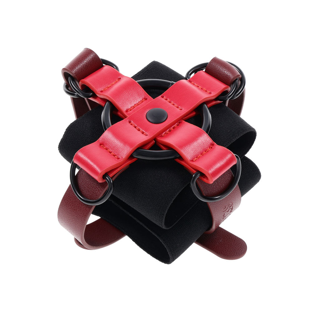 S&M Exs & Ohs Cross Cuffs - /Black Restraints for thrilling restraint and comfort in intimate moments.
