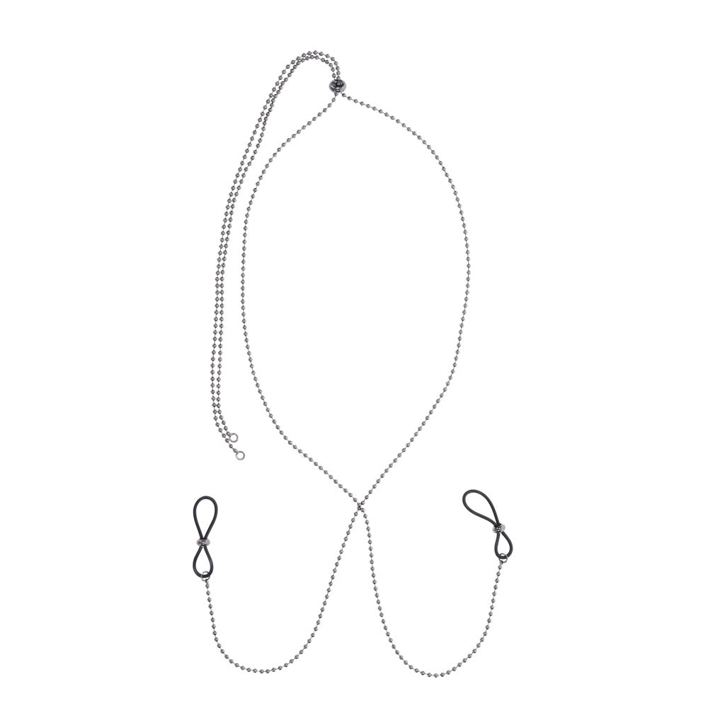 S&M Exs & Ohs Body Jewelry with Nipple Ties - Metal Chain with Nipple Ties for intimate essentials.