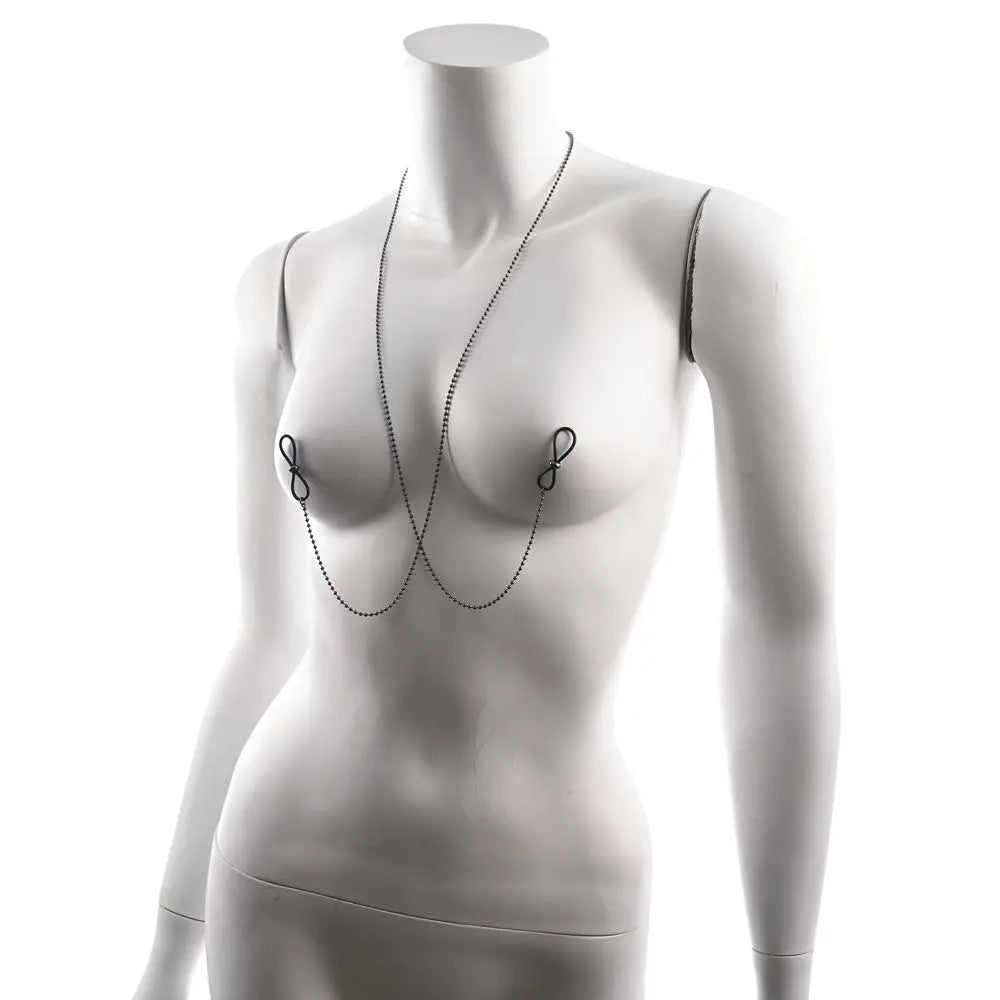S&M Exs & Ohs Body Jewelry with Nipple Ties - Metal Chain with Nipple Ties Sportsheets Discreet Intimate Essentials.