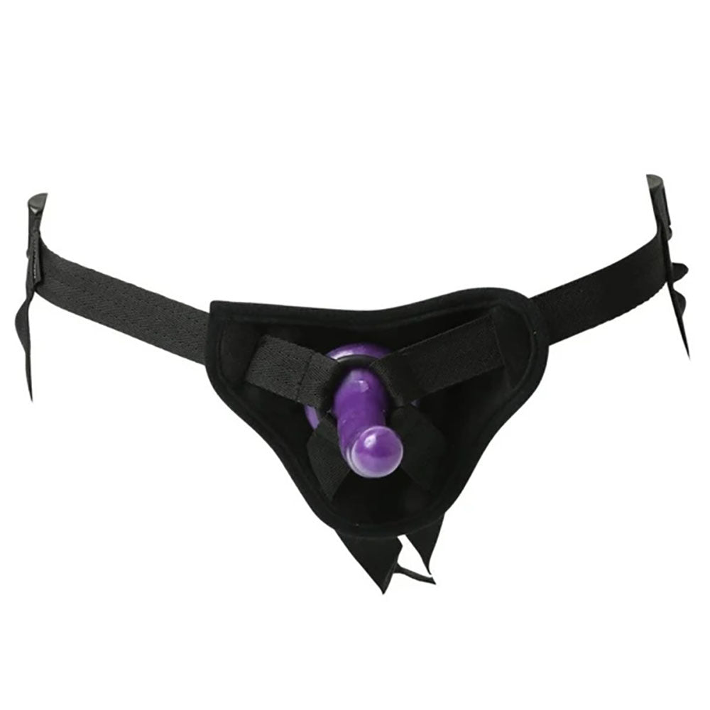 Sex & Mischief Strap-On & Silicone Dildo Kit - /Purple Adjustable Strap-On with 4-way adjustable straps and silicone dildo.
