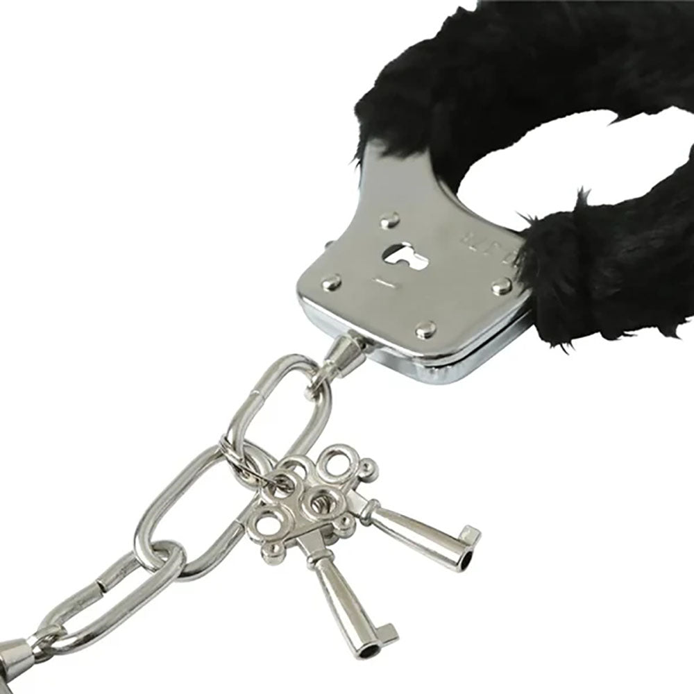 Sex & Mischief Furry Handcuffs -  -  Restraints featuring soft faux fur and locking mechanism for intimate play.