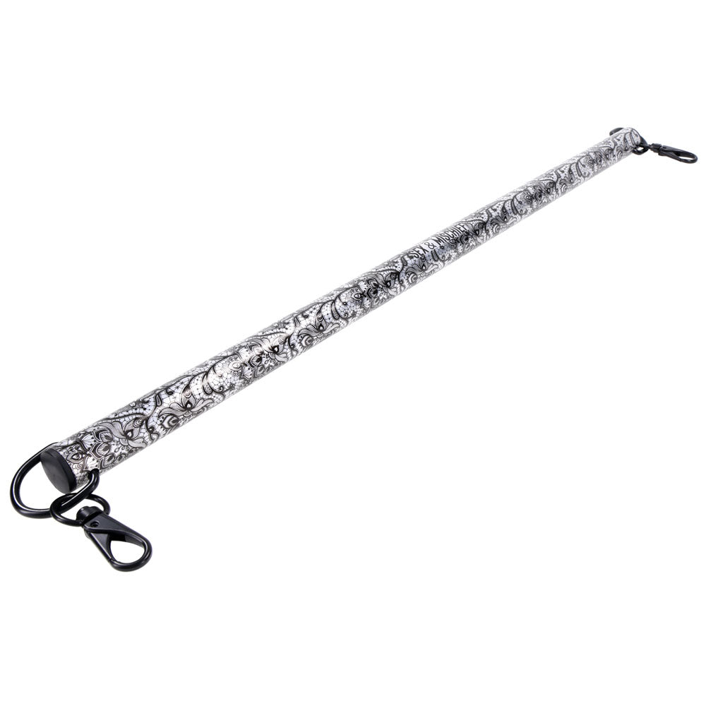 Sex & Mischief Lace Spreader Bar -  Restraint Bar featuring elegant black lace design and sturdy clasps for intimate essentials.