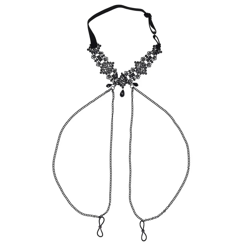 Sex & Mischief Lace Collar with Nipple Ties -  Neck and Nipple Restraints Sportsheets Discreet Intimate Essentials.