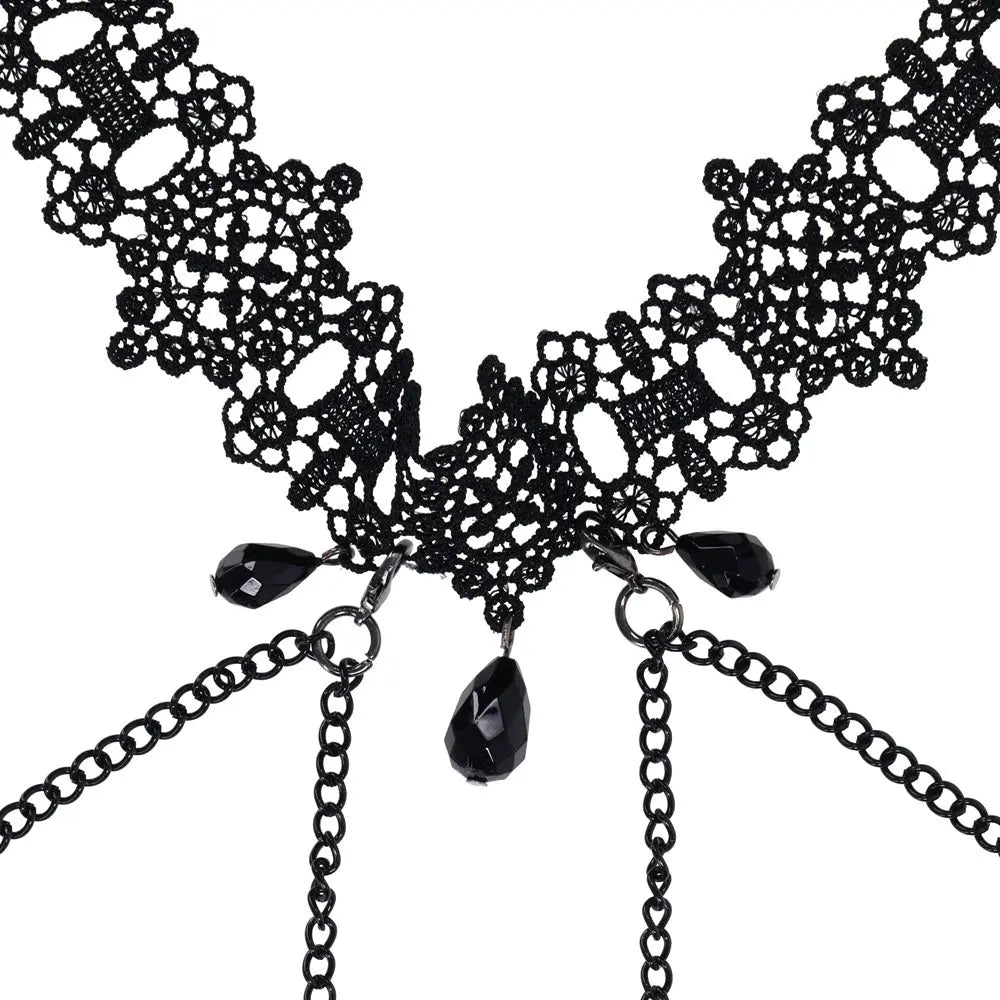 Sex & Mischief Lace Collar with Nipple Ties -  Neck and Nipple Restraints Sportsheets Discreet Intimate Essentials.