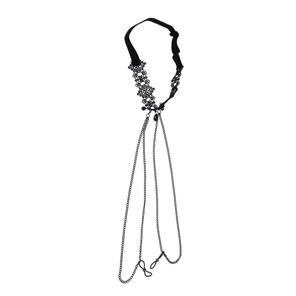 Sex & Mischief Lace Collar with Nipple Ties -  Neck and Nipple Restraints Sportsheets Discreet Intimate Essentials.