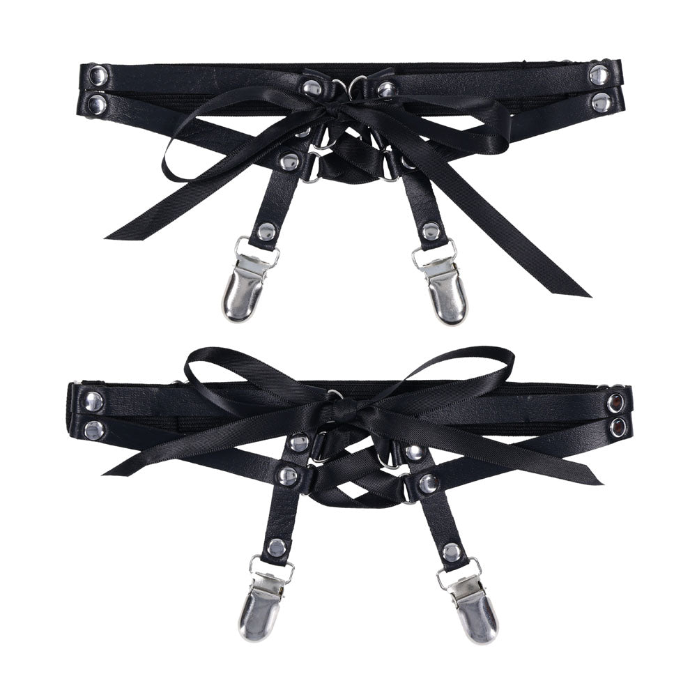 Sex & Mischief Laced Up Garters -  Garters featuring sultry lace-up corset design and black satin ribbon detailing.