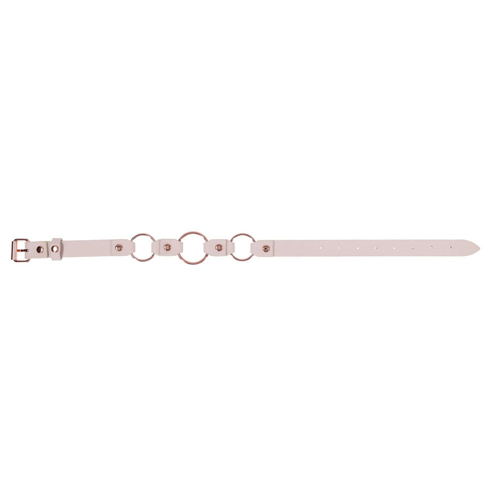 Sex & Mischief Peaches n CreaMe Ring Day Collar - Peach Bondage Collar with rose gold rings.