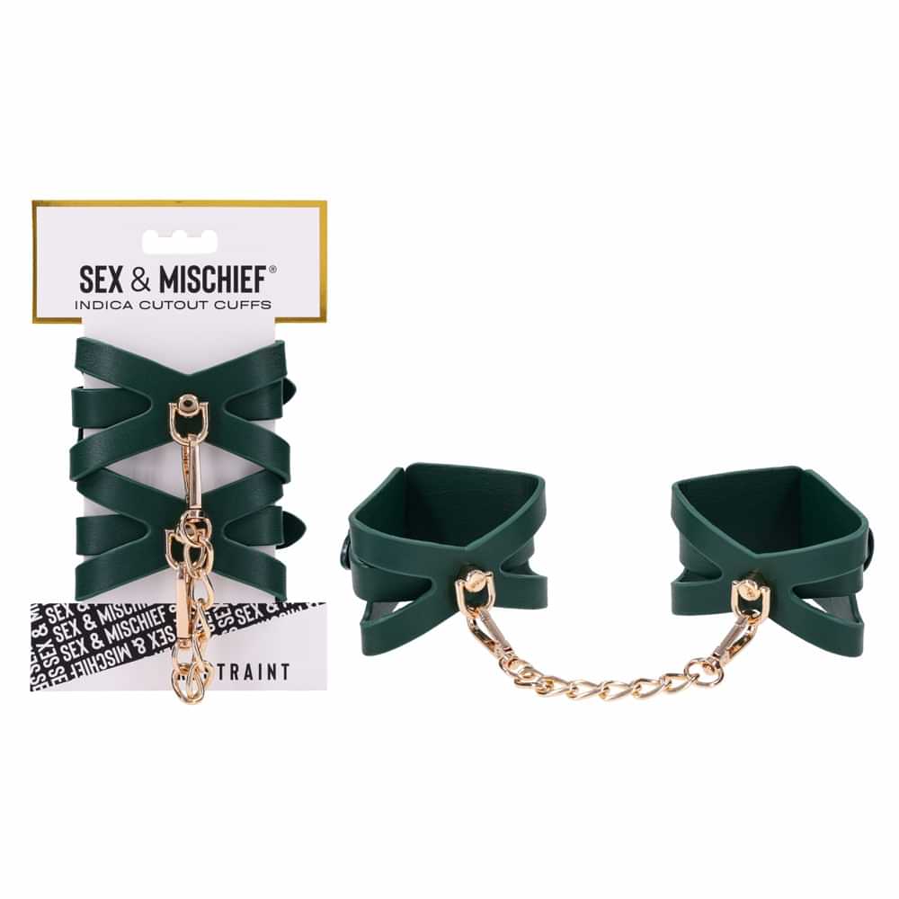 Sex & Mischief Indica Cutout Cuffs - /Gold Restraints Sportsheets Discreet Intimate Essentials.