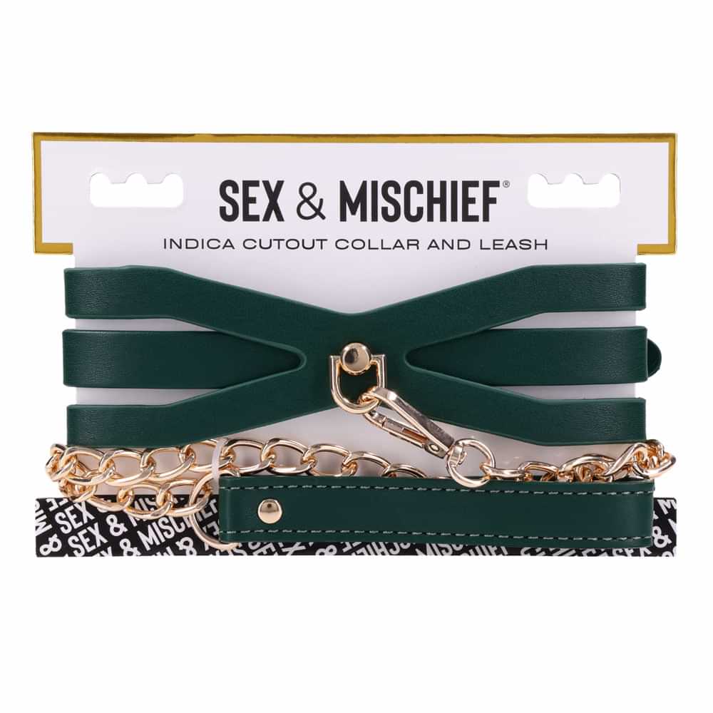 Sex & Mischief Indica Cutout Collar and Leash - /Gold Restraint Sportsheets Discreet Intimate Essentials.