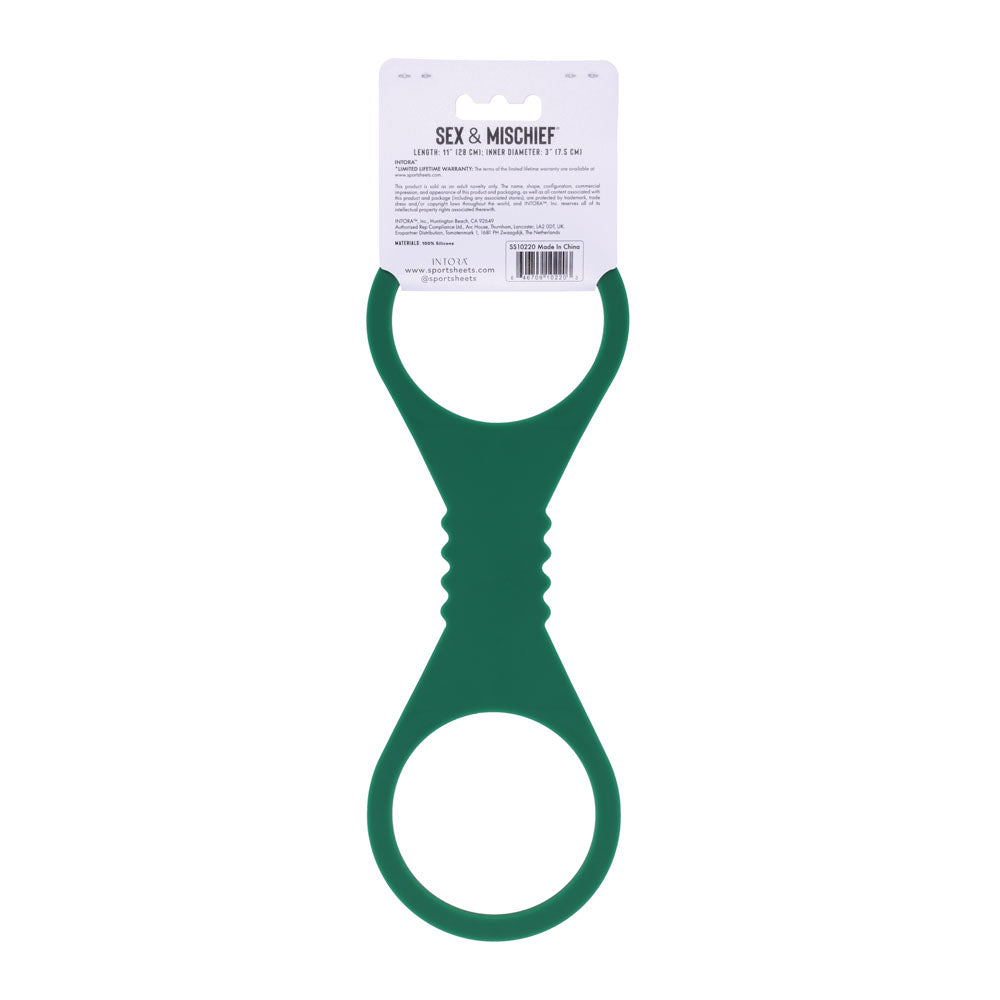 Sex & Mischief Indica Large Silicone Cuffs -  Large Restraints in lush green color for intimate play.