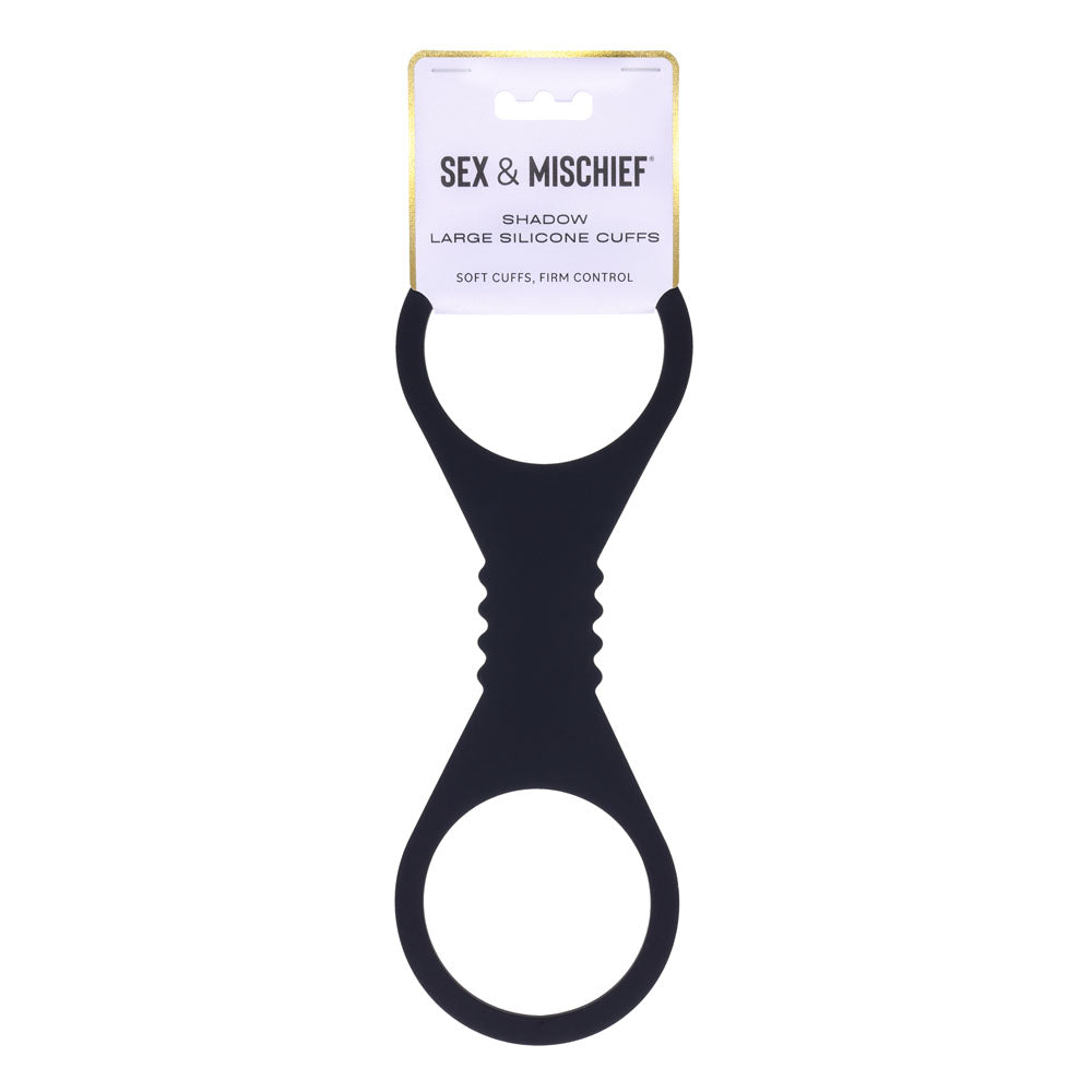 Sex & Mischief Shadow Large Silicone Cuffs -  Large Restraints black silicone cuffs for intimate essentials and bondage play.