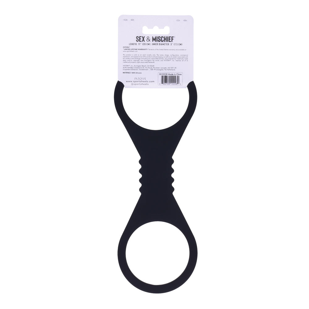 Sex & Mischief Shadow Large Silicone Cuffs -  Large Restraints - sleek and durable black silicone cuffs for intimate play.