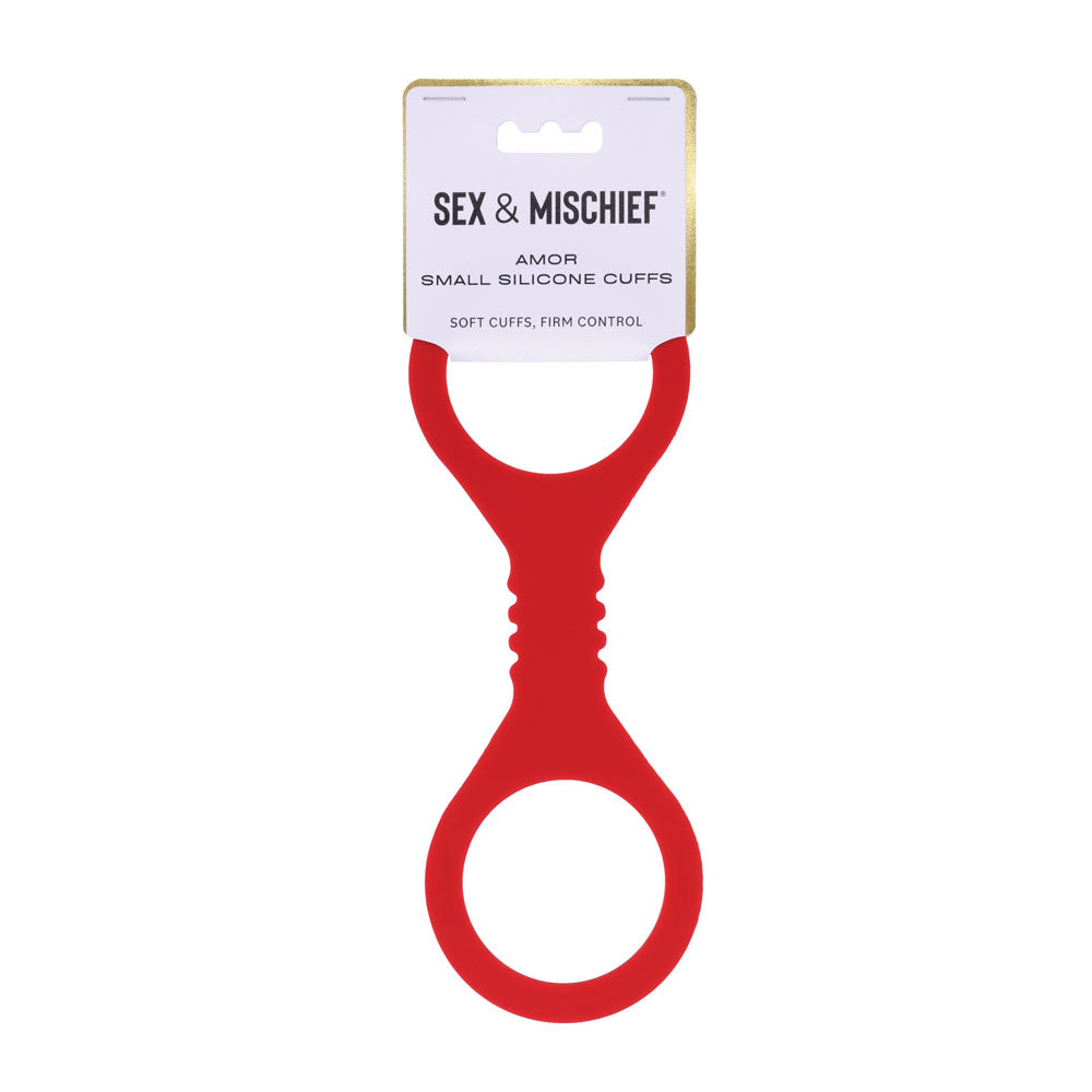 Sex & Mischief Amor Small Silicone Cuffs - Small Restraints in passionate red, designed for comfort and secure restraint.