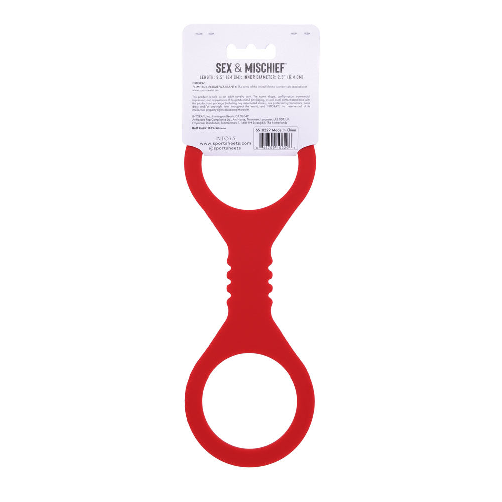 Sex & Mischief Amor Small Silicone Cuffs -  Small Restraints in passionate red color for secure and comfortable restraint.