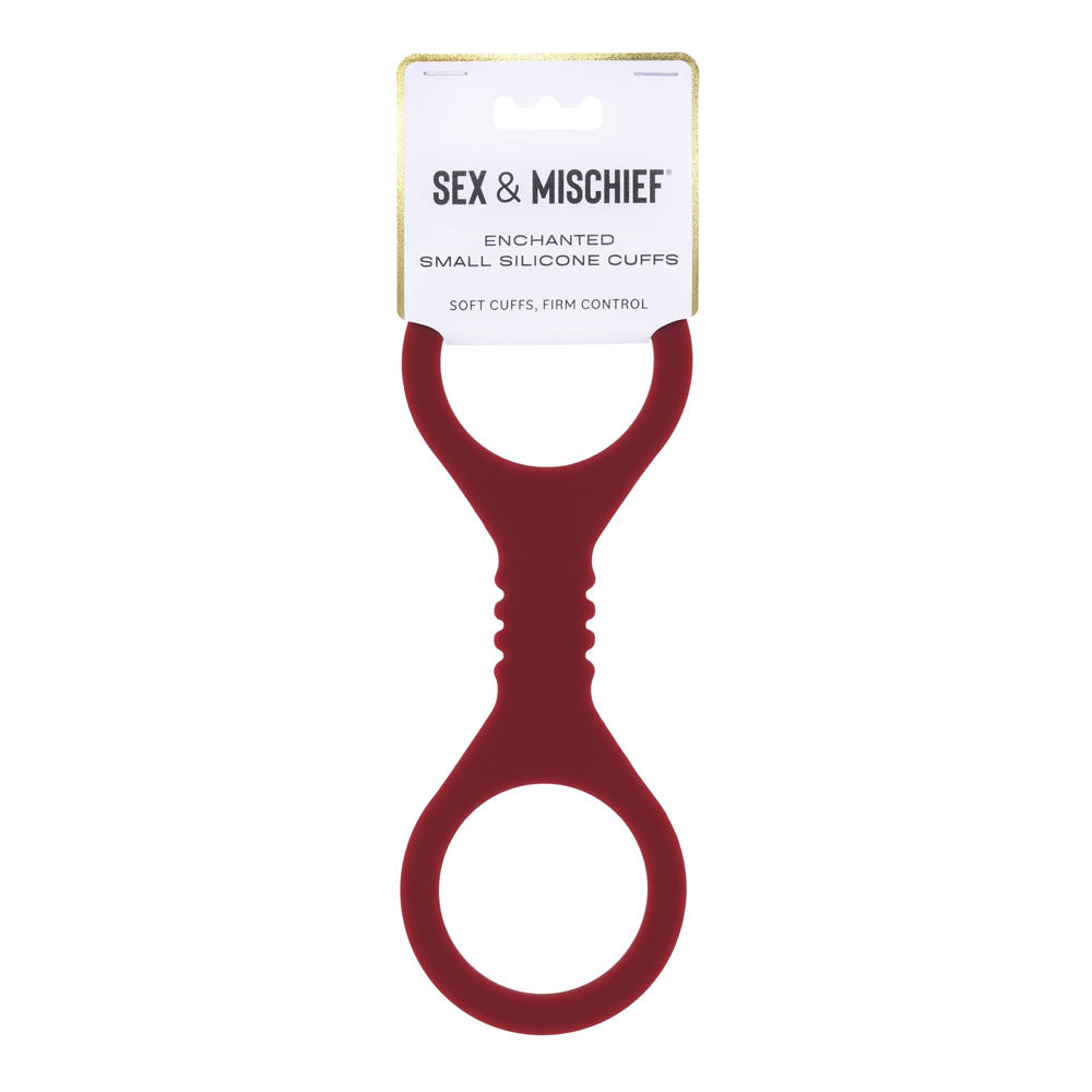 Sex & Mischief Enchanted Small Silicone Cuffs - Burgundy Small Restraints - soft silicone cuffs for intimate pleasure.