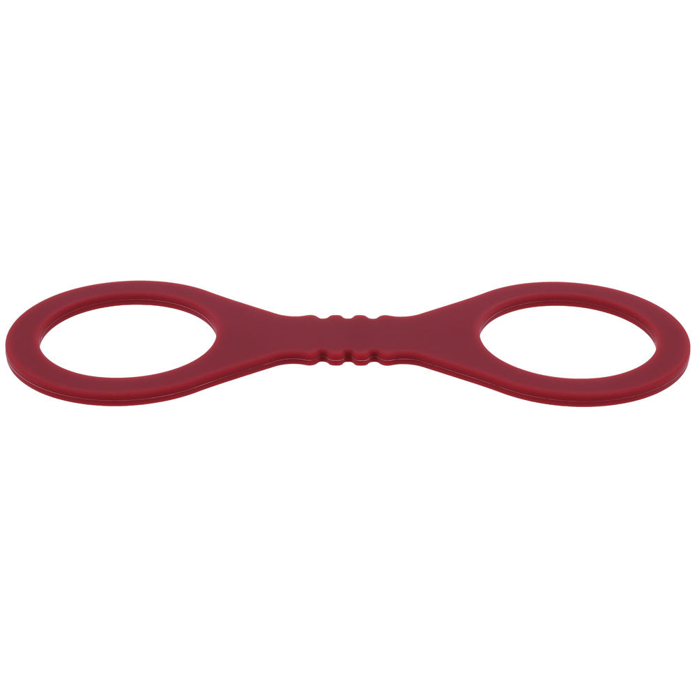 Sex & Mischief Enchanted Small Silicone Cuffs - Burgundy Small Restraints on a white background.