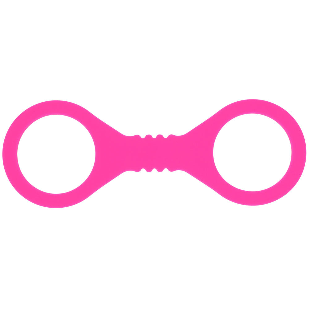 Sex & Mischief Small Hot  Silicone Cuffs - Hot  Small Restraints in vibrant hot pink silicone design for intimate play.