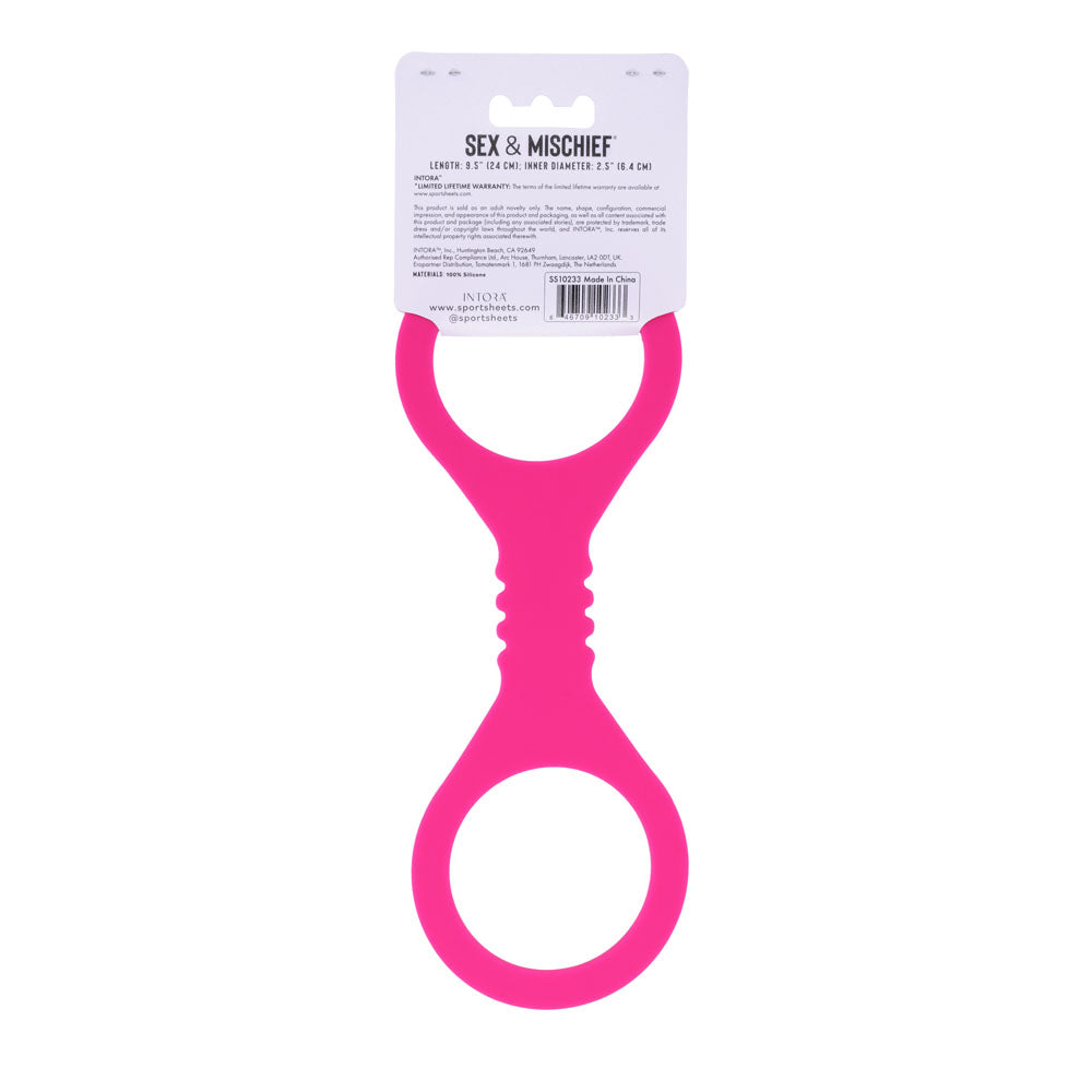 Sex & Mischief Small Hot  Silicone Cuffs - Hot  Small Restraints in vibrant pink for playful restraint.