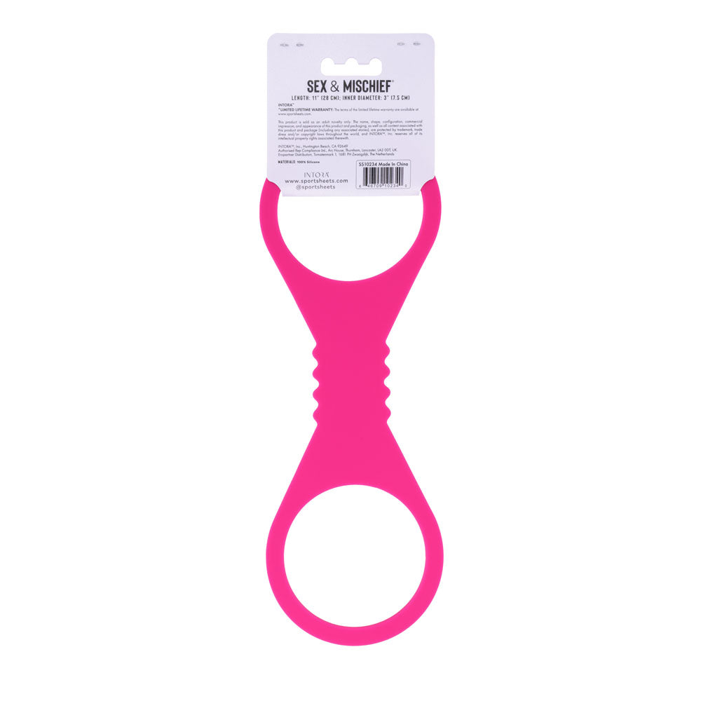 Sex & Mischief Large Hot  Silicone Cuffs - Hot  Large Restraints in eye-catching hot pink for intimate play.