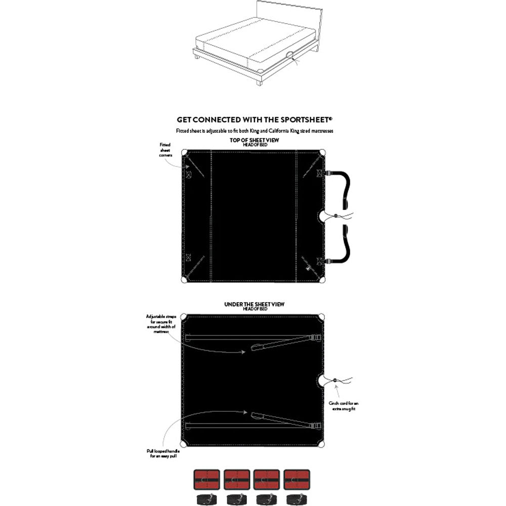 SPORTSHEETS The Sportsheet - King - Bed Restraint Play System - Fits King Size Bed design and layout diagram