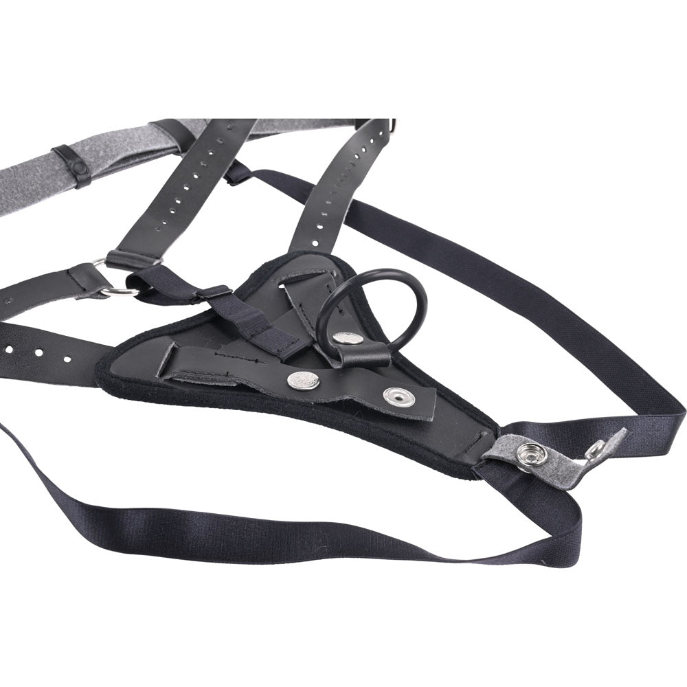 SPORTSHEETS Aurora High Waisted Strap On -  Adjustable Strap-On Harness (No Probe Included) close-up view of straps